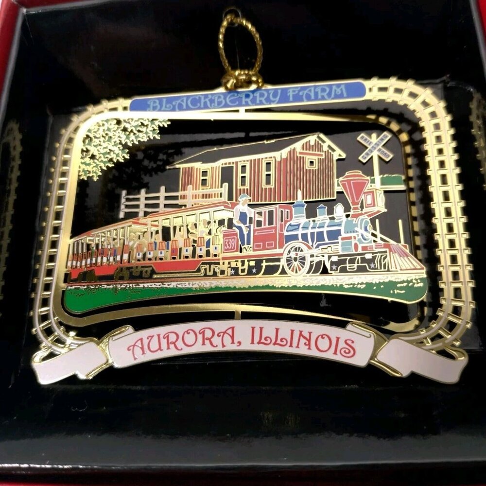 Nations Treasures Christmas Ornament Blackberry Farm Train Aurora Illinois USA